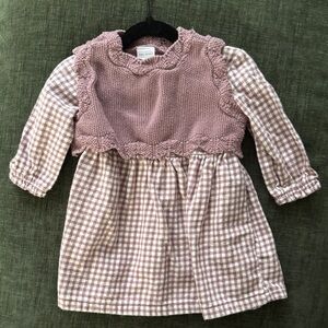 Pink and White Checkered Kids Dress